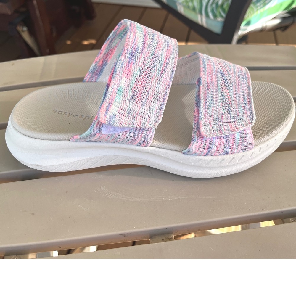 Easy Spirit Women Pink Blue Space Dye Knit Adjustable Slide Sandals Size 6M - Picture 8 of 10